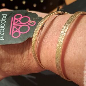 Paparazzi gold double slip on bracelet